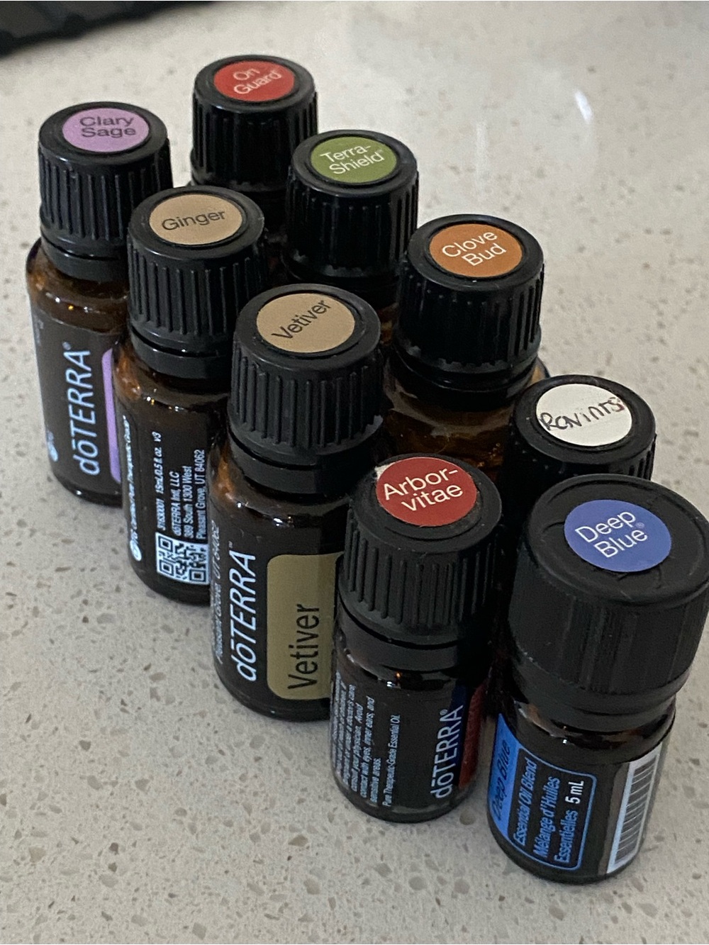 Doterra Essential Oils (9) and Storage Chest